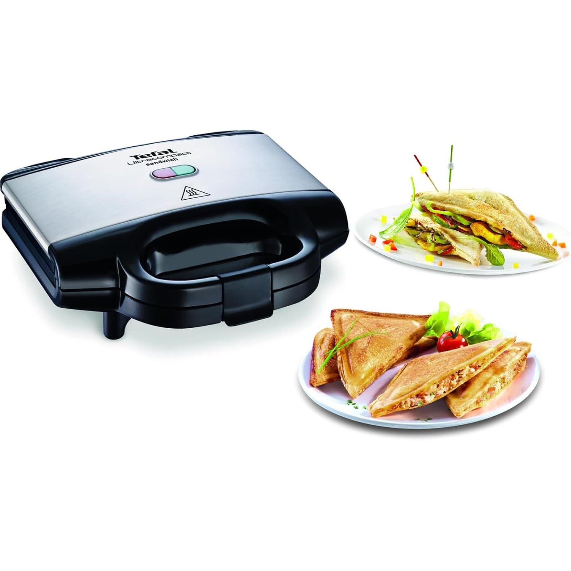 Сандвич тостер – Tefal SM1552 700 W пластмаса/неръждаема стомана, незалепващо покритие, лесно почистване, компактен дизайн