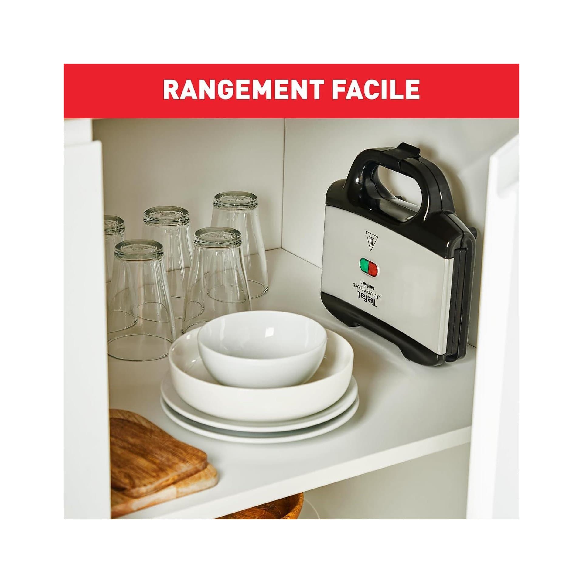 Сандвич тостер – Tefal SM1552 700 W пластмаса/неръждаема стомана, незалепващо покритие, лесно почистване, компактен дизайн 4