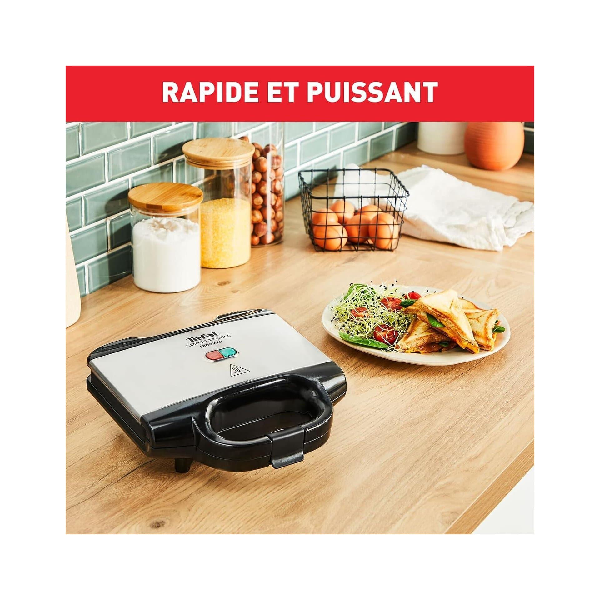 Сандвич тостер – Tefal SM1552 700 W пластмаса/неръждаема стомана, незалепващо покритие, лесно почистване, компактен дизайн 6