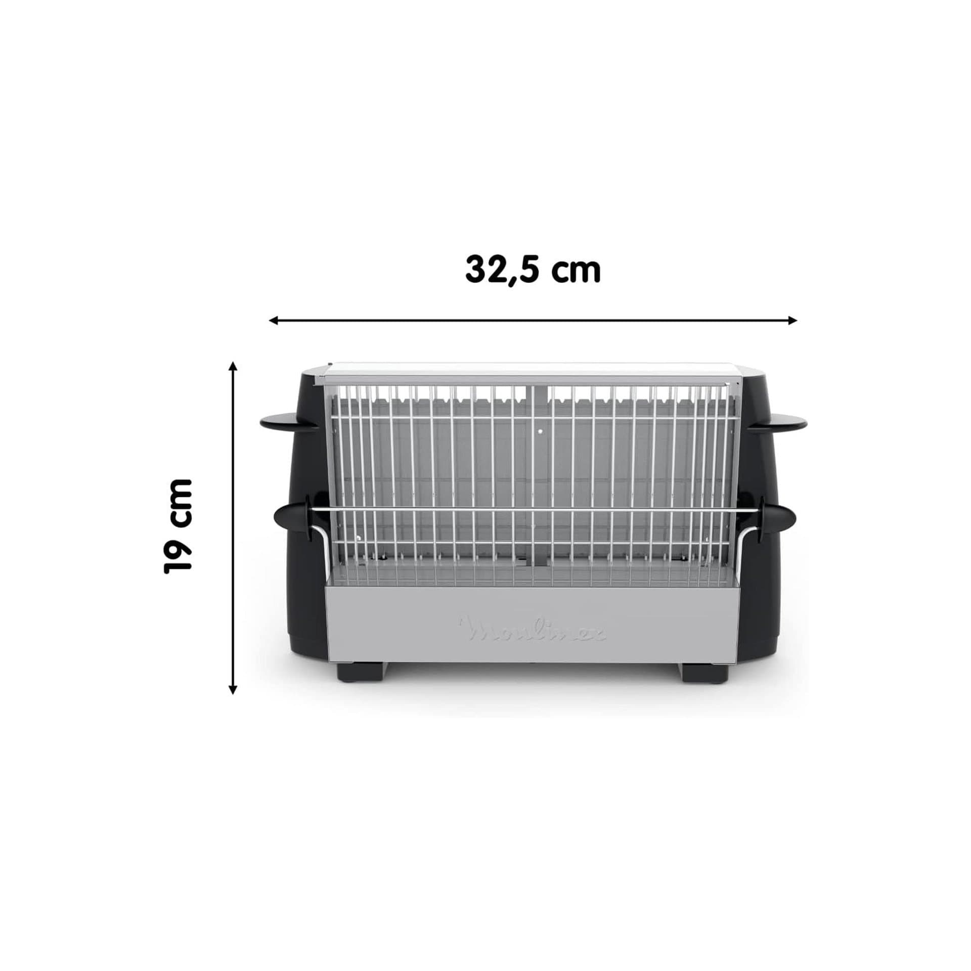 Тостер - Moulinex A15453 Multipan с мощност 760 W, до 4 филийки, студени дръжки и компактен дизайн в черен цвят 2