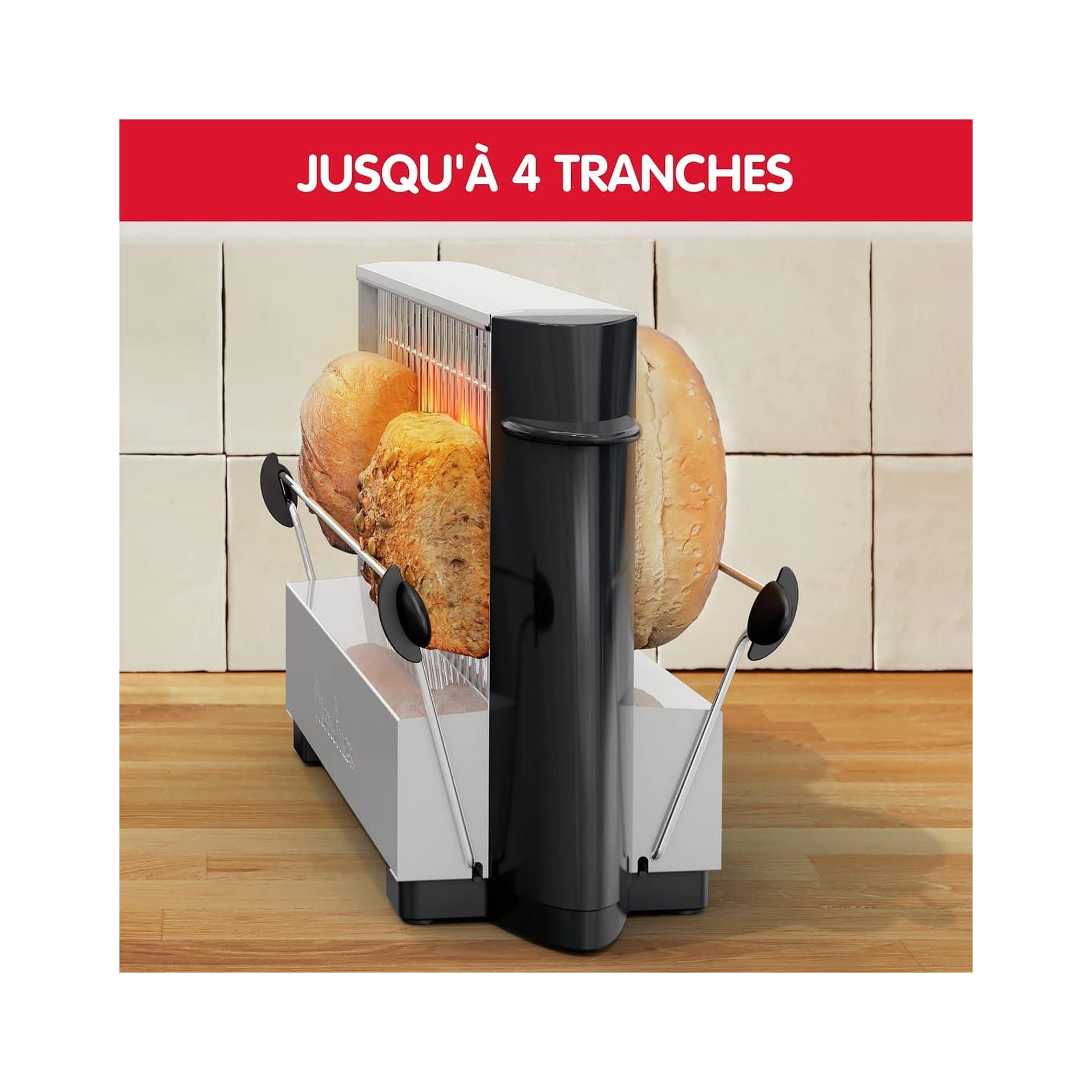 Тостер - Moulinex A15453 Multipan с мощност 760 W, до 4 филийки, студени дръжки и компактен дизайн в черен цвят 3