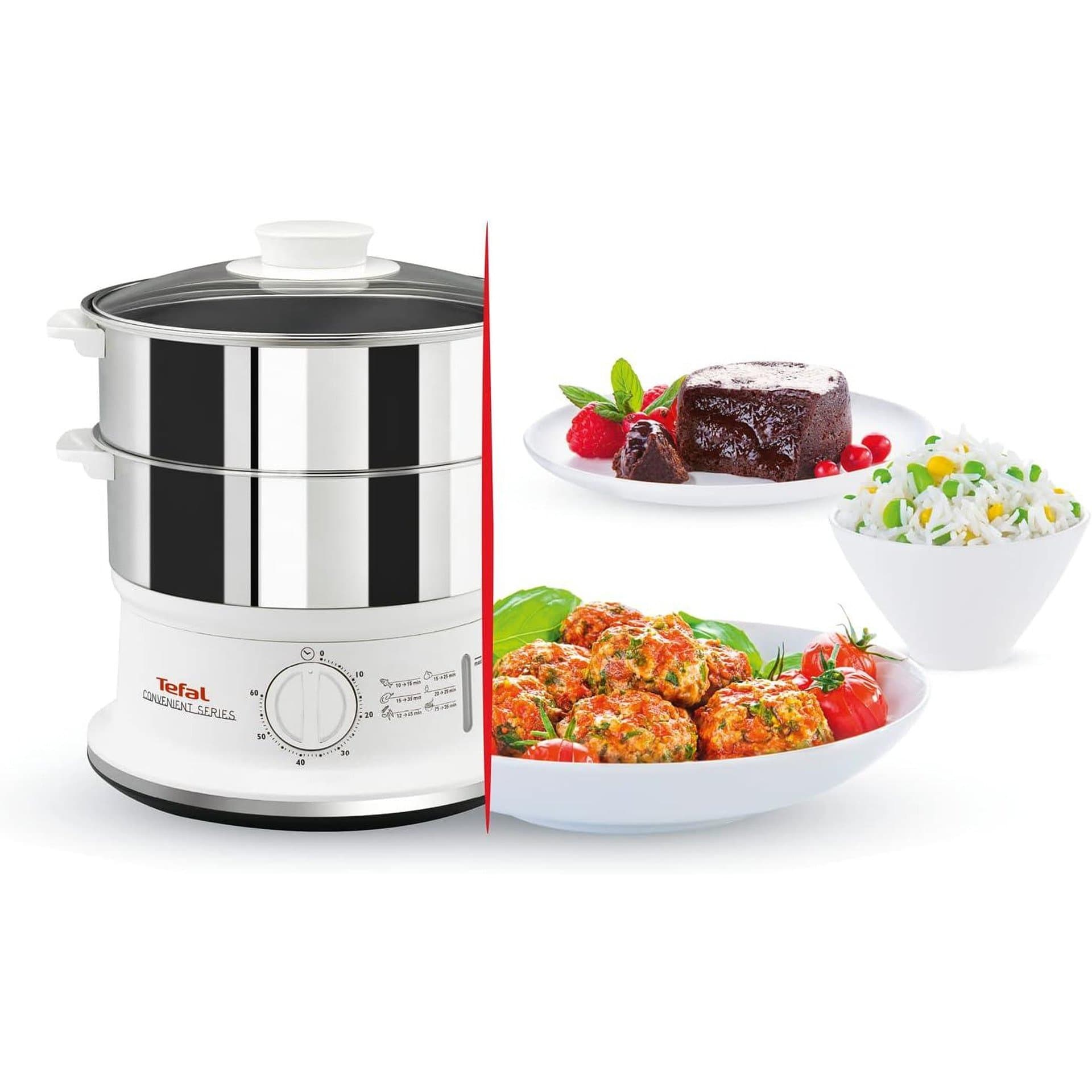 Уред за готвене на пара - Tefal VC1451, 2 нива, неръждаема стомана, 6 L, 900 W, таймер и автоматично изключване 4