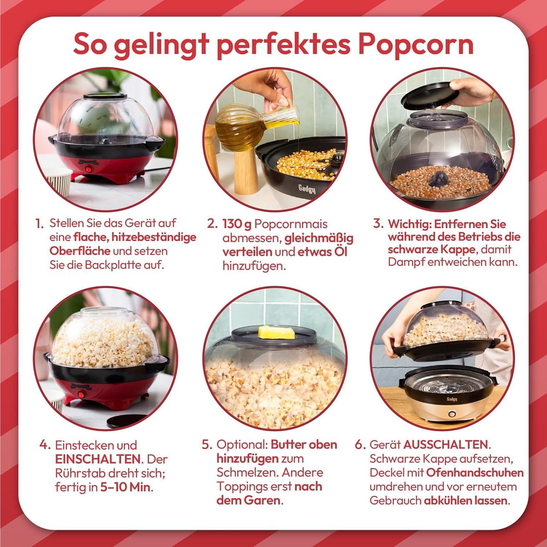 Машина за пуканки - Gadgy Popcorn Machine 5 L незалепващо покритие 6