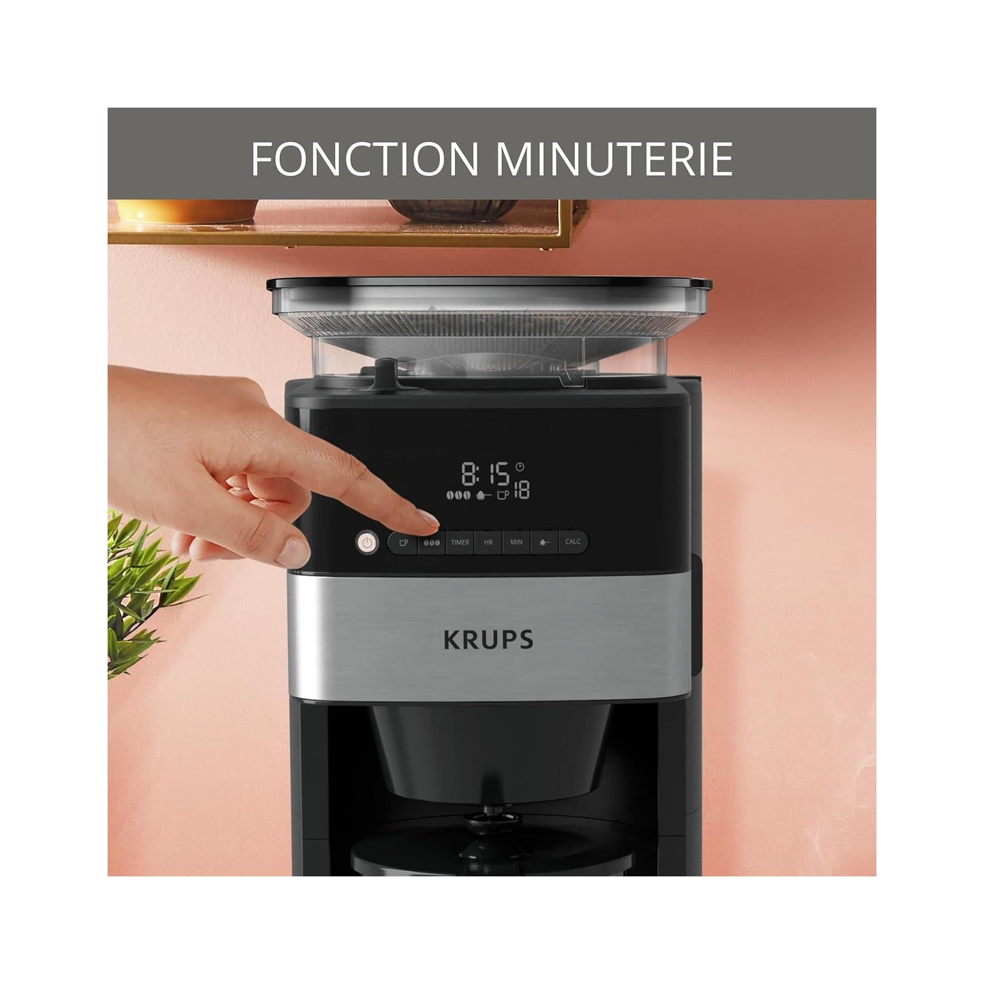 Филтърна кафемашина - Krups KM8328 Grind Aroma с вградена мелница, 1.25 L, 24 h таймер 4