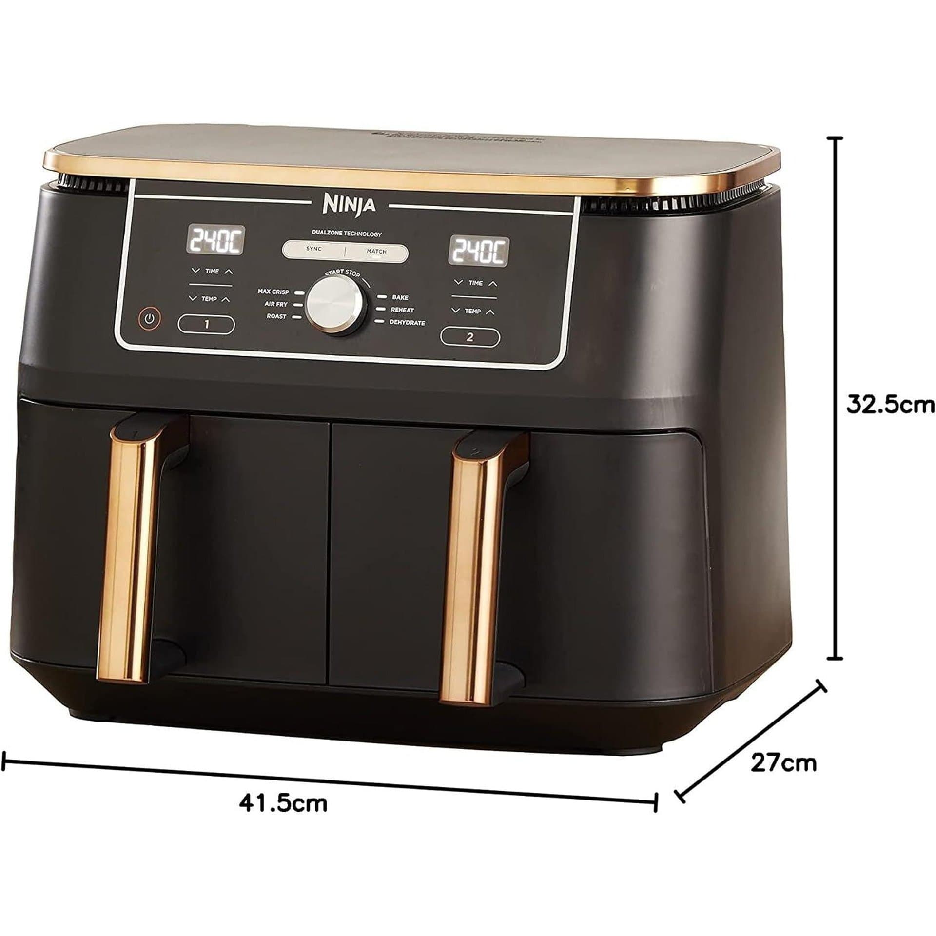 Фритюрник с горещ въздух - Ninja Foodi MAX AF400EUCP, 2470 W, 9.5 л, 2 зони, 6 функции, 27x41.5x32.5 см, мед/черен 3