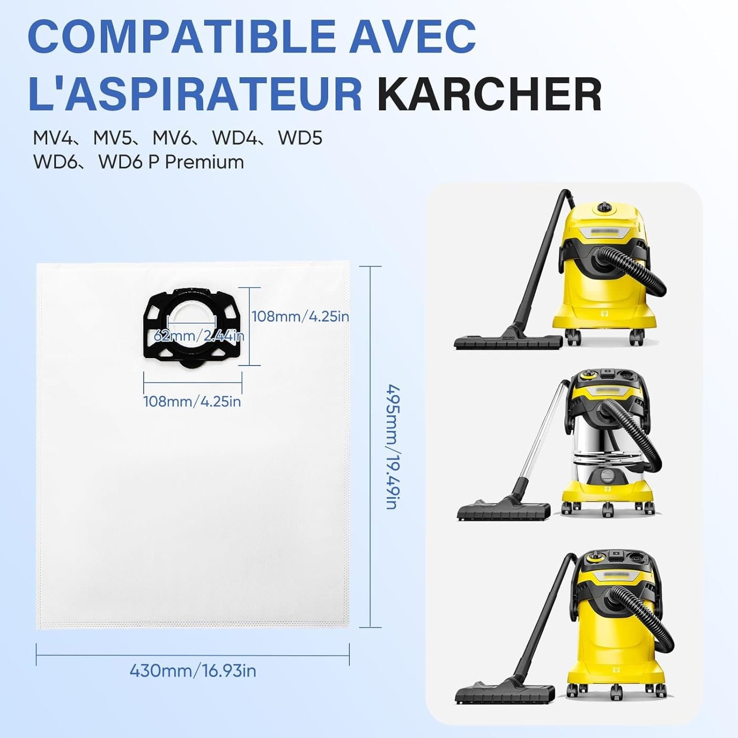 Торбички за прахосмукачка - KFI 487 за Karcher комплект 12 броя 3