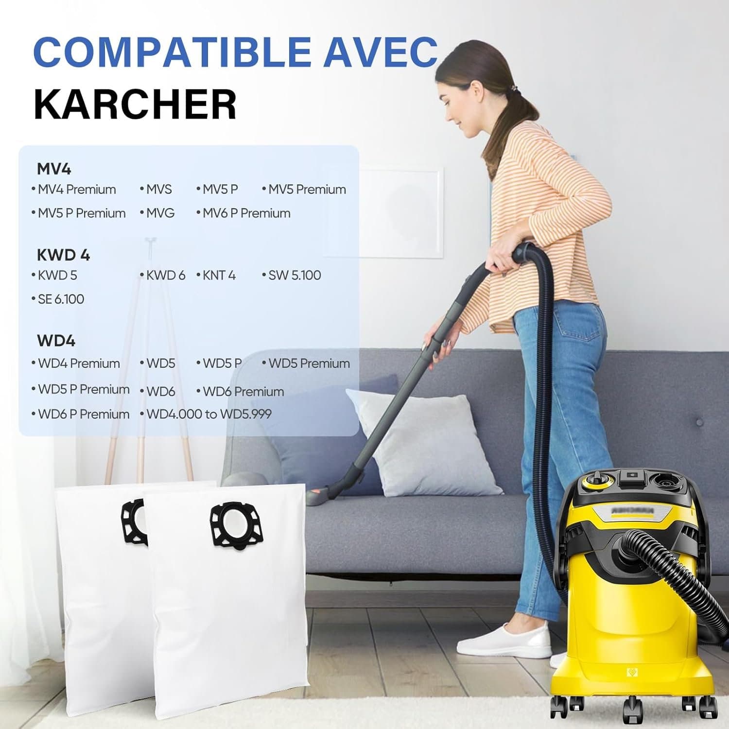 Торбички за прахосмукачка - KFI 487 за Karcher комплект 12 броя 5