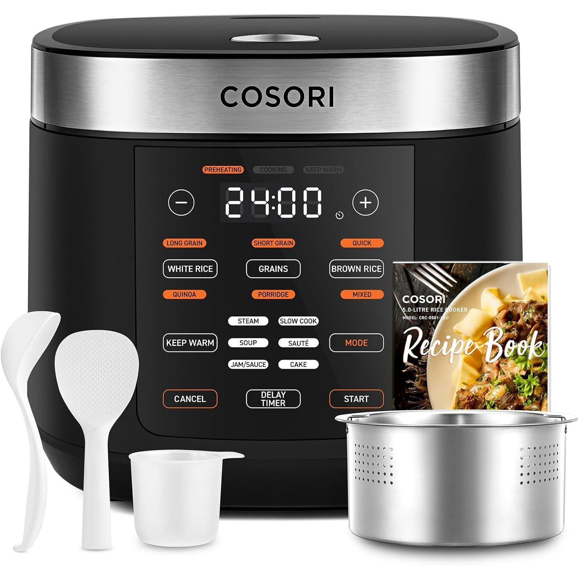 Оризоварка - COSORI Multicooker 17 програми 1.8L Fuzzy Logic стоманен кош LED дисплей рецепти