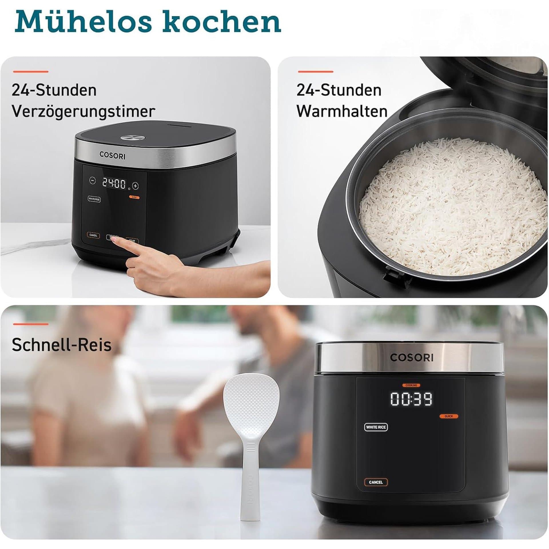 Оризоварка - COSORI Multicooker 17 програми 1.8L Fuzzy Logic стоманен кош LED дисплей рецепти 3