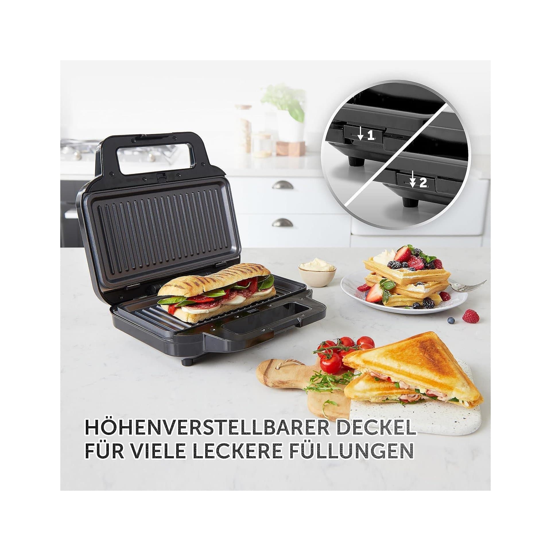 Тостер за сандвичи – Breville VST098X 3 в 1 Черен, 900W, сменяеми плочи за сандвичи, гофрети и грил сандвичи 5