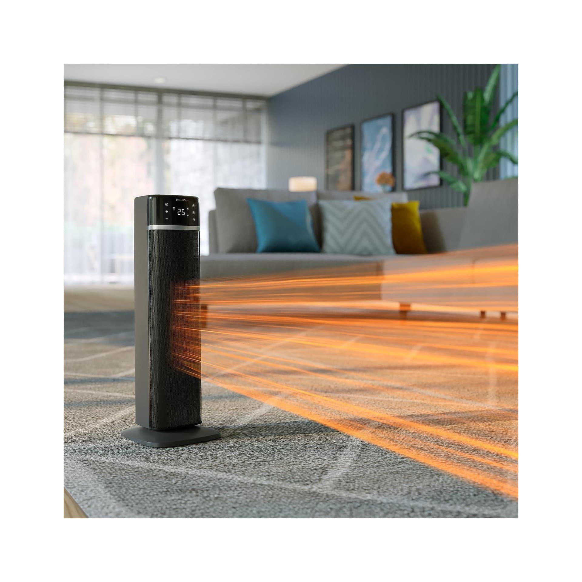 Вентилаторна печка - Philips CX5120/11 2000W до 50% енергоспестяваща, дисплей, 5 предпазни функции, 4 режима, 60° осцилация, тиха, черна и тъмносива 2
