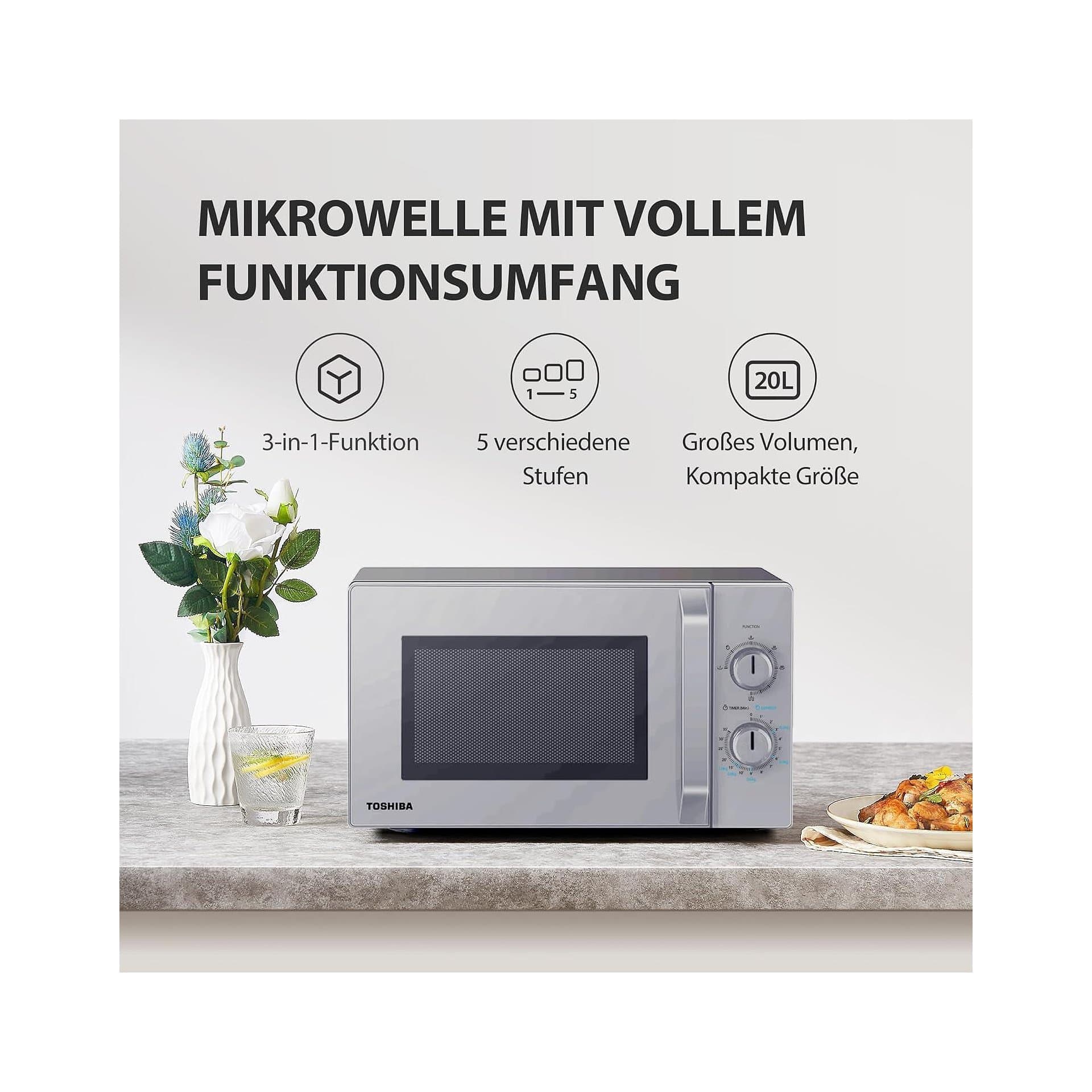 Микровълнова фурна - Toshiba MW2-MM20PF SL 20 L 800 W 5 степени размразяване сребрист 3