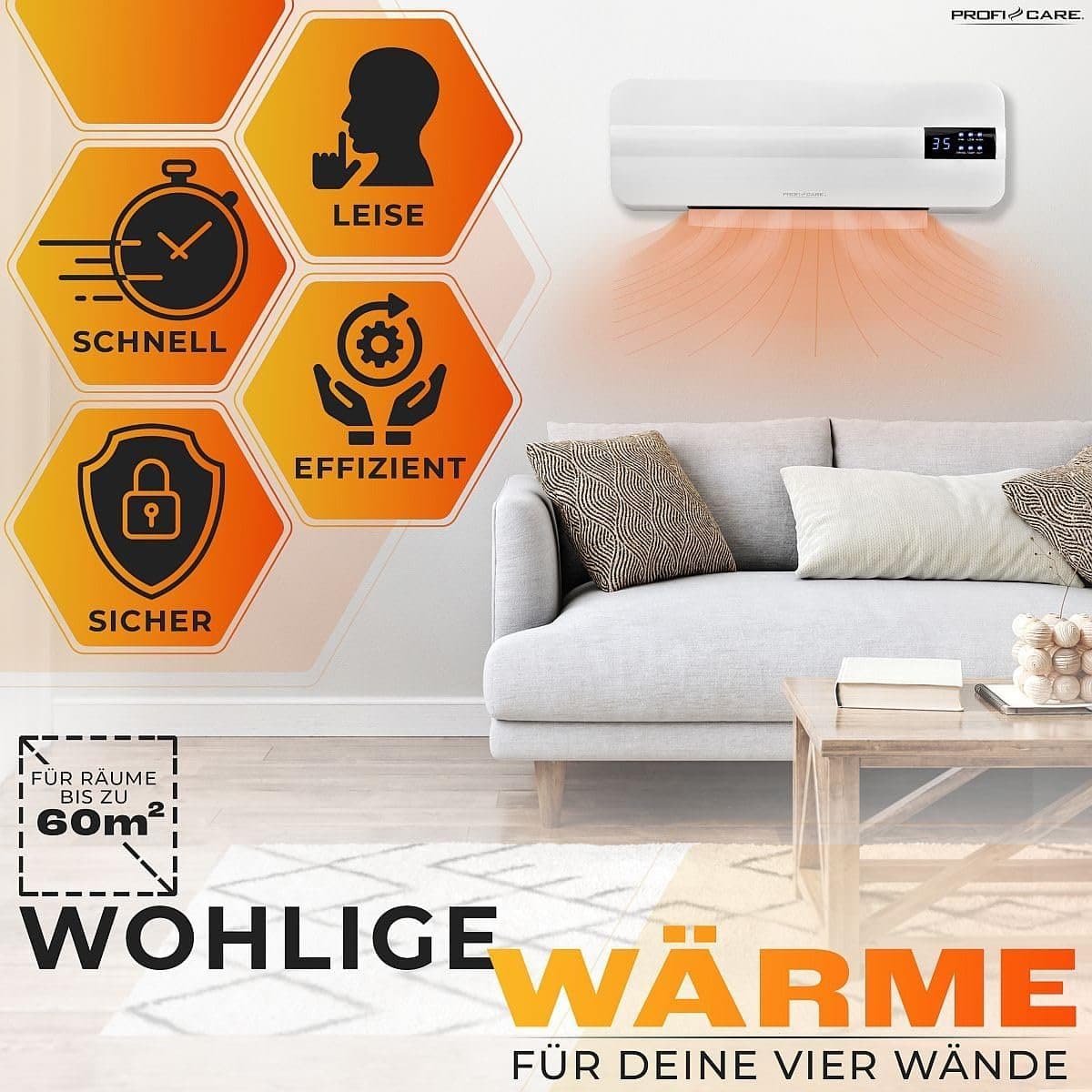 Стенна керамична вентилаторна печка - ProfiCare PC HL 3116 2000 W PTC 60 m2 7