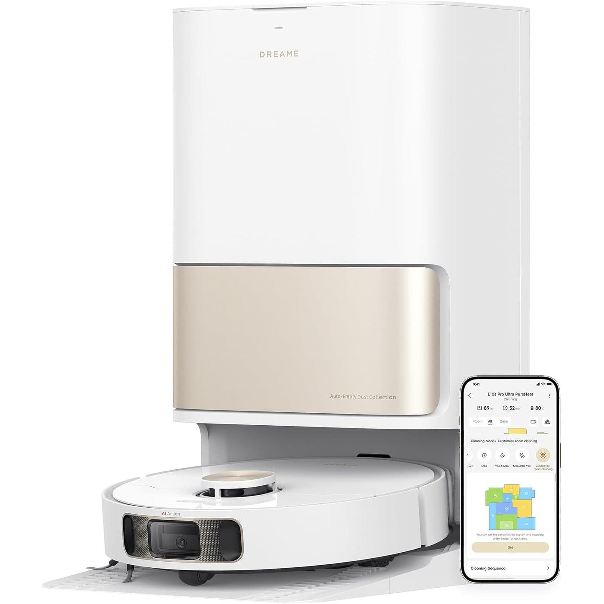 Робот прахосмукачка - Dreame L10s Pro Ultra Heat 7000Pa, автоматично почистване на мопа с гореща вода, LiDAR навигация, 5200mAh, 4.5L резервоар