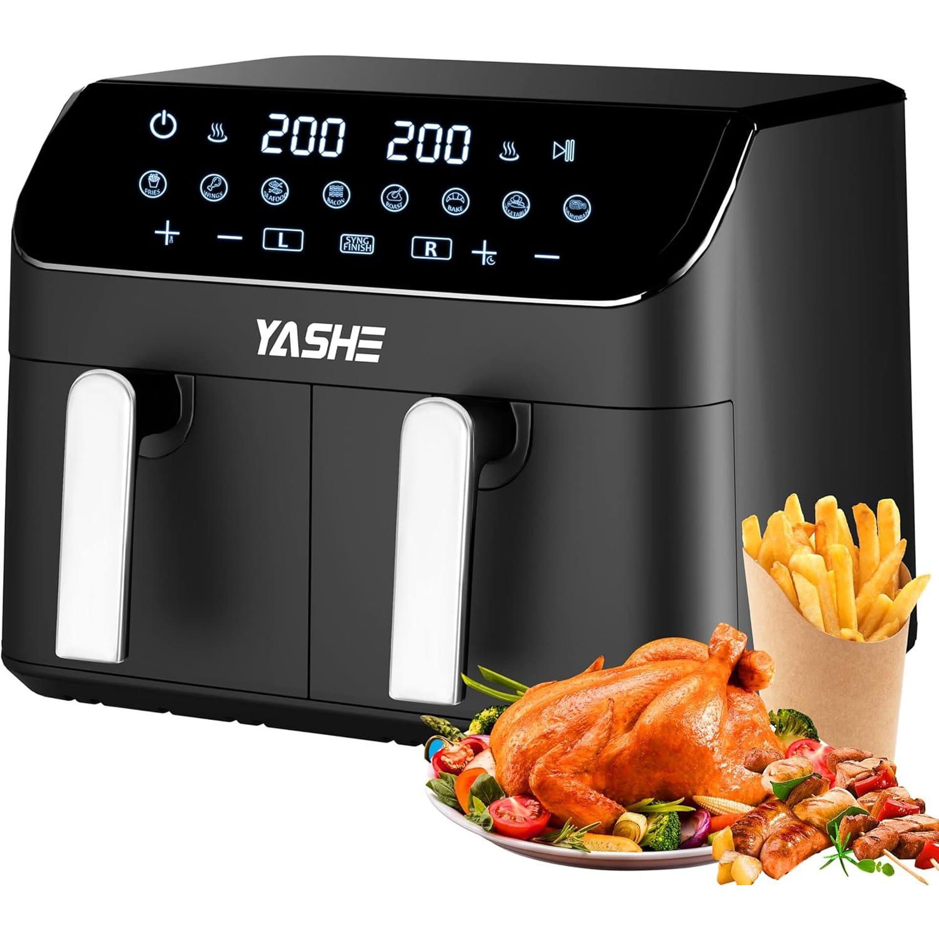 Фритюрник с горещ въздух - YASHE Dual Zone 9 L два коша дигитално управление