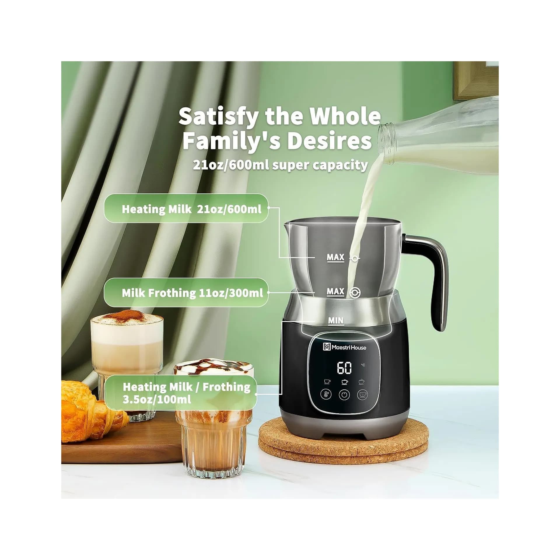 Уред за мляко с пяна - Maestri House DualFro 600 600 ml 12-в-1 Smart Touch 2