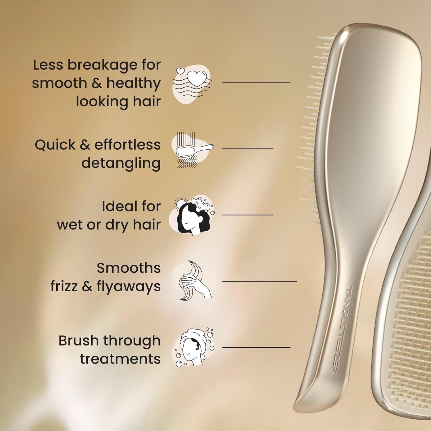 Четка за коса - Tangle Teezer Ultimate Detangler Chrome мокра и суха коса 3