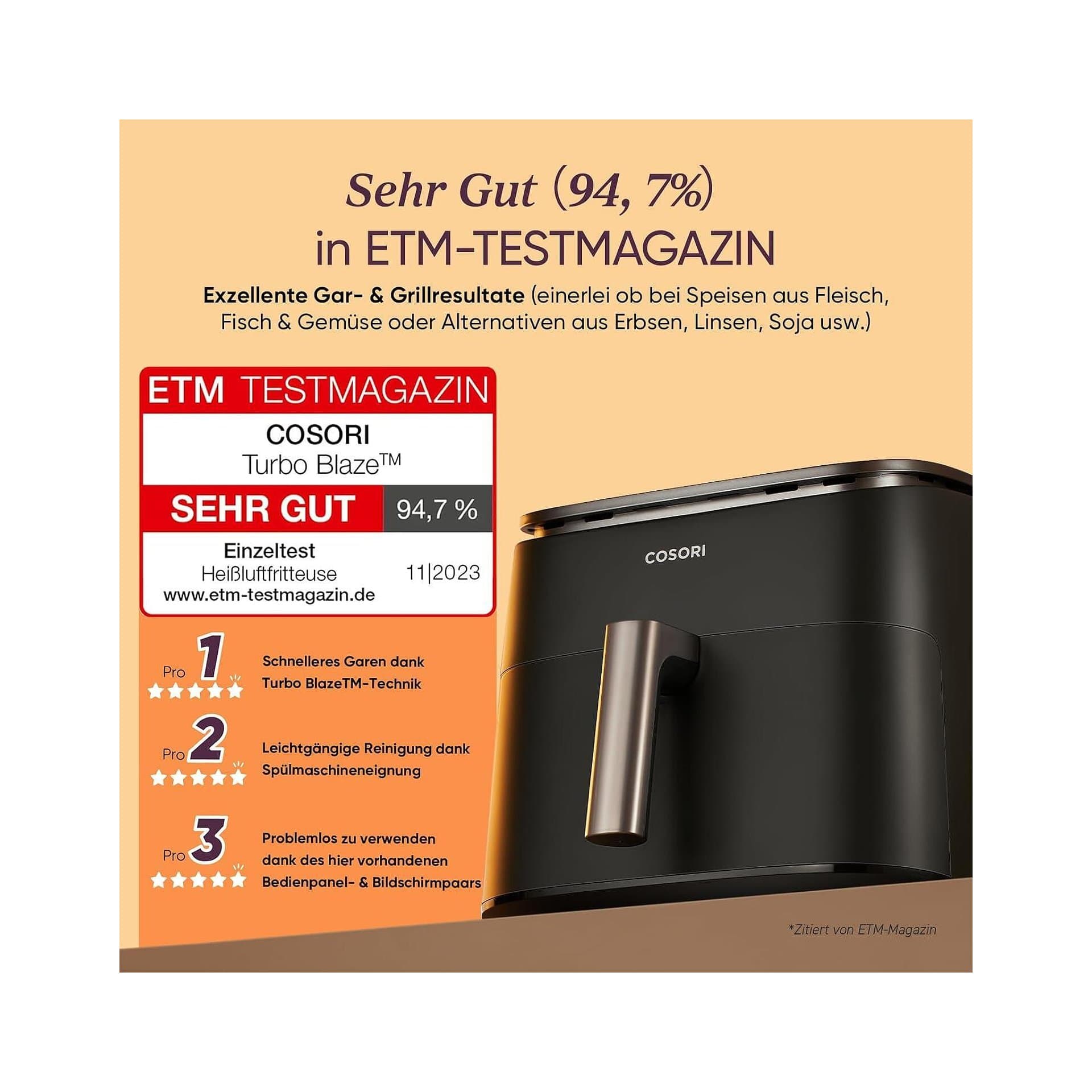 Фритюрник с горещ въздух - Cosori Turboblaze 6L 9 програми DC мотор 6