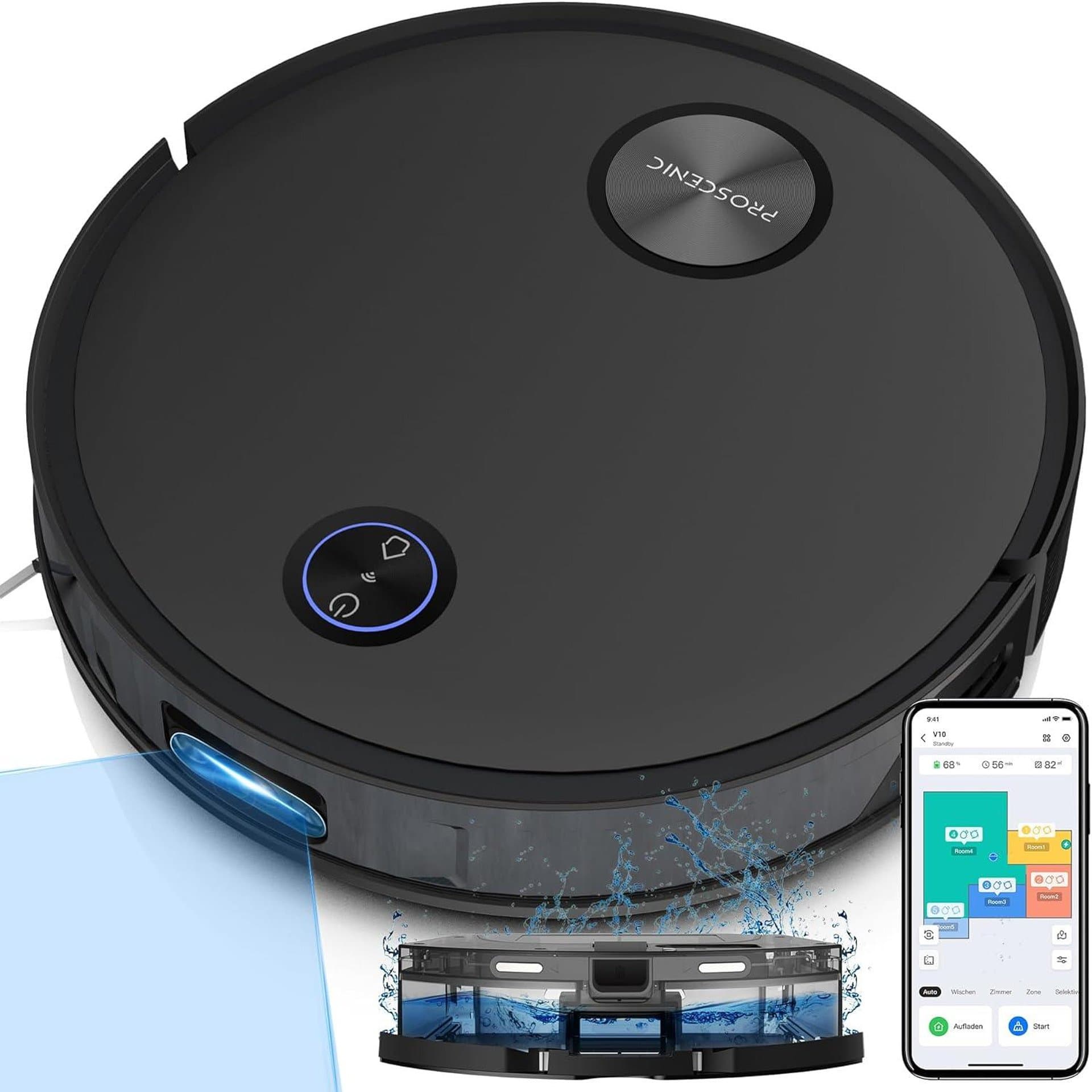 Робот прахосмукачка - Proscenic V10 3000 Pa лазерна навигация мокро почистване