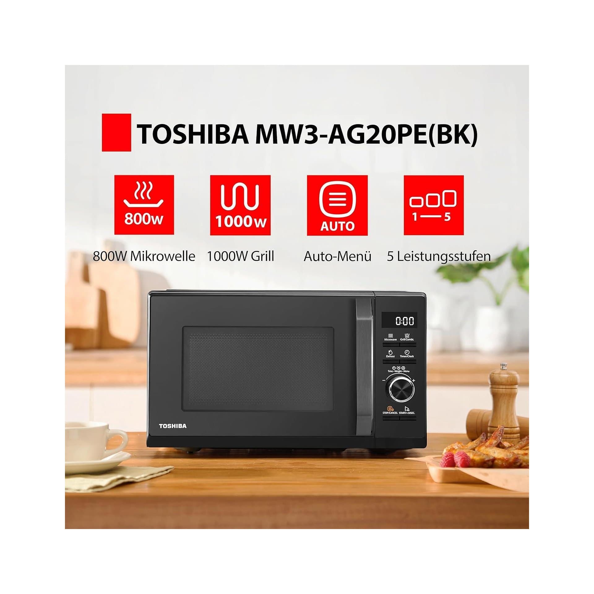 Микровълнова фурна с грил - Toshiba MW3-AG20PE(BK) 20 L 5 степени 8 програми 2