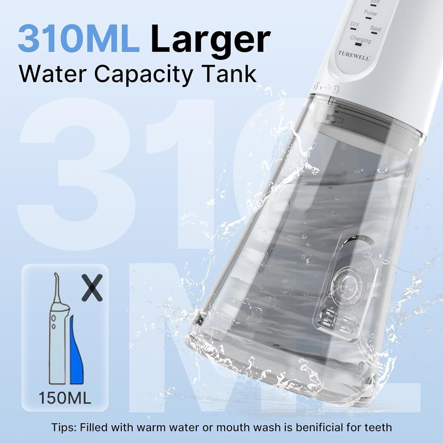 Зъбен душ - TUREWELL 310 ml 5 режима IPX7 4