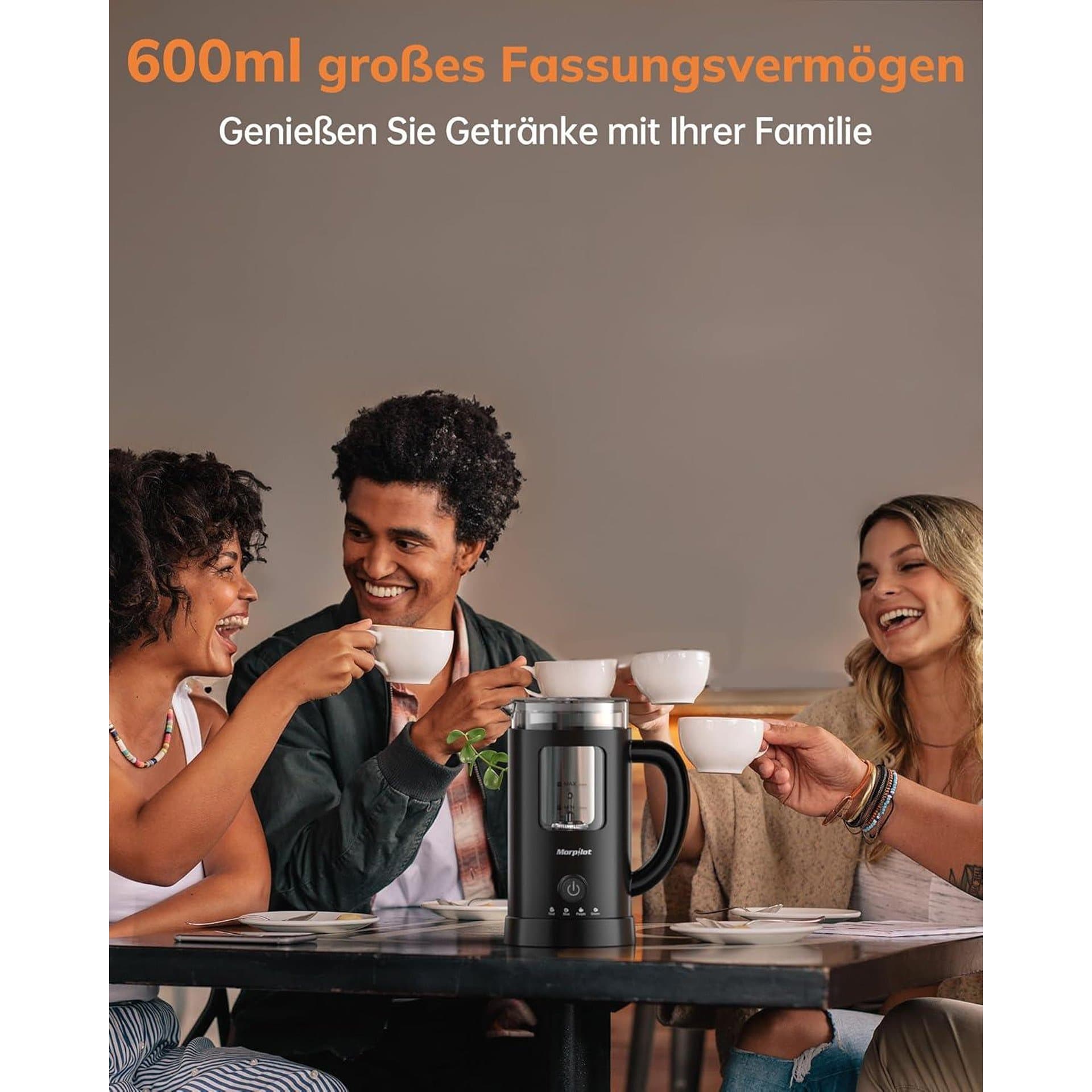 Уред за млечна пяна - Morpilot 600ml 550W 4 функции стъклен съд 6