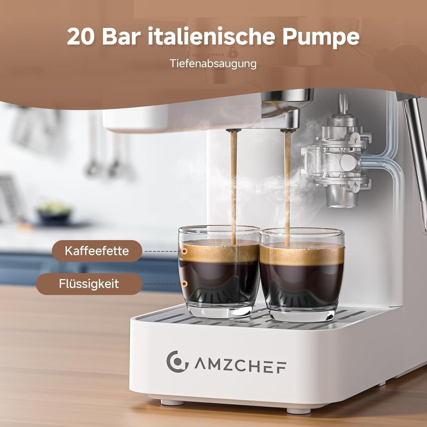 Еспресо машина - AMZCHEF 1350 W 20 bar 1.5 L LED дисплей 4