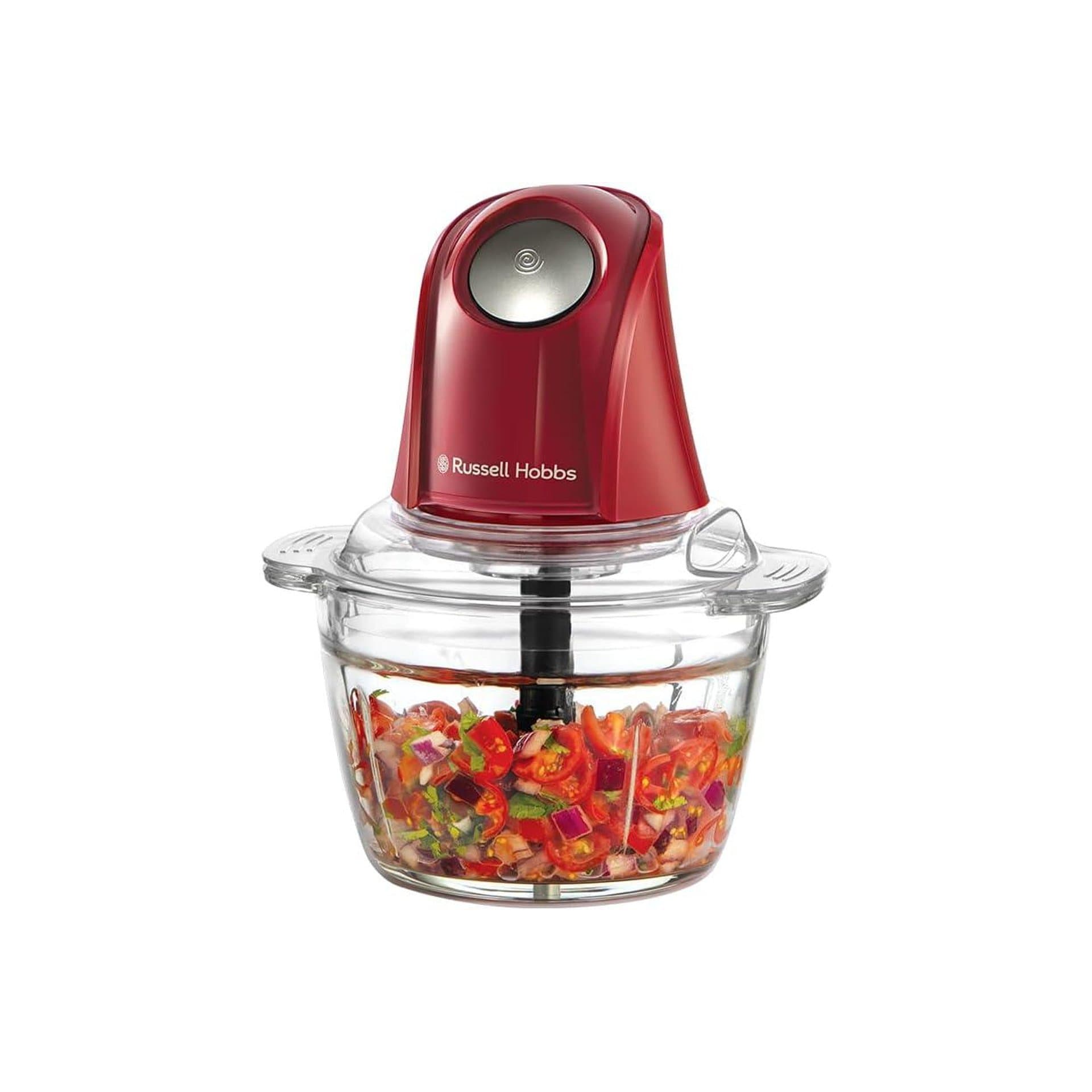 Мини чопър Russell Hobbs Desire Red с електрически мотор, 500 ml капацитет, неръждаеми остриета, 350 W