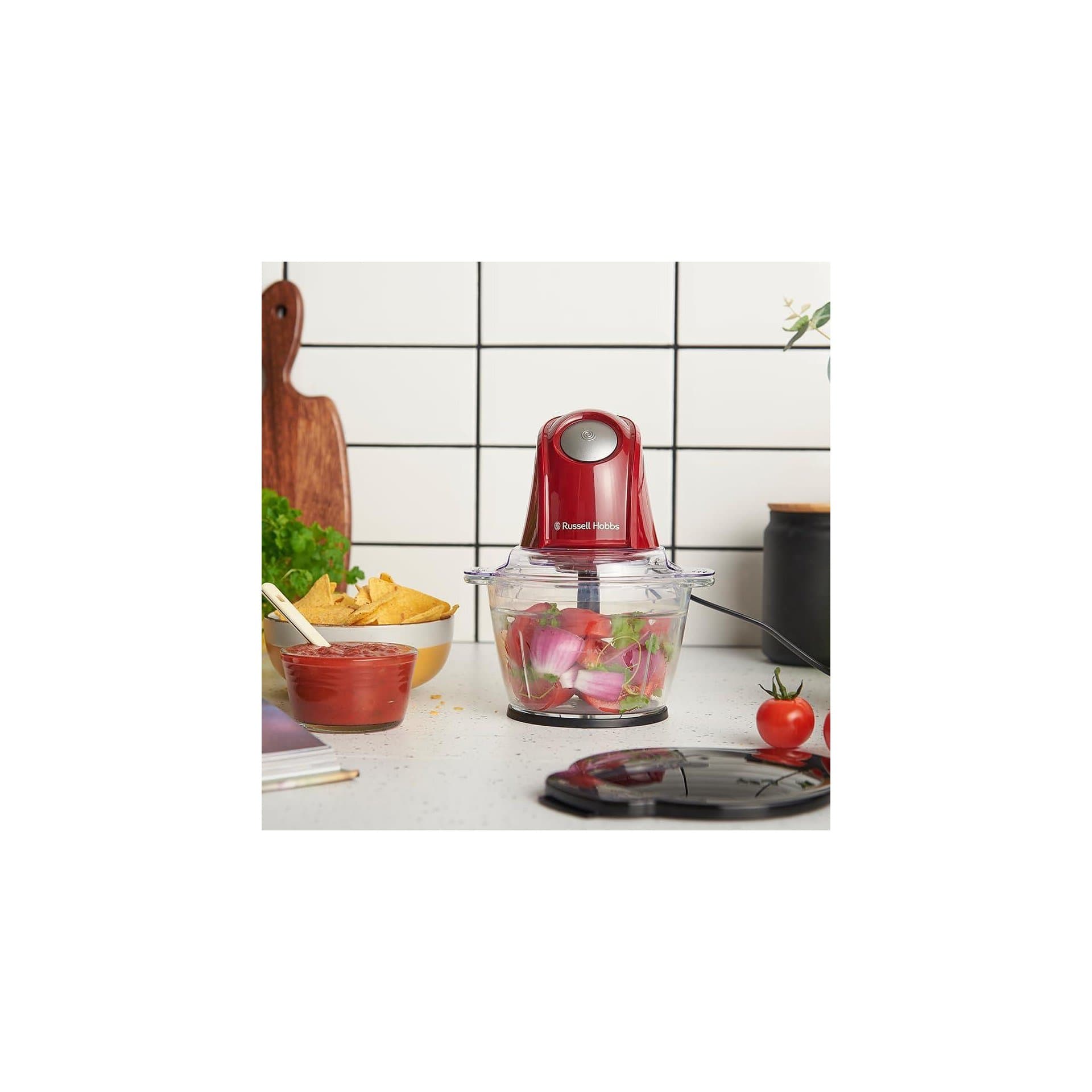 Мини чопър Russell Hobbs Desire Red с електрически мотор, 500 ml капацитет, неръждаеми остриета, 350 W 2