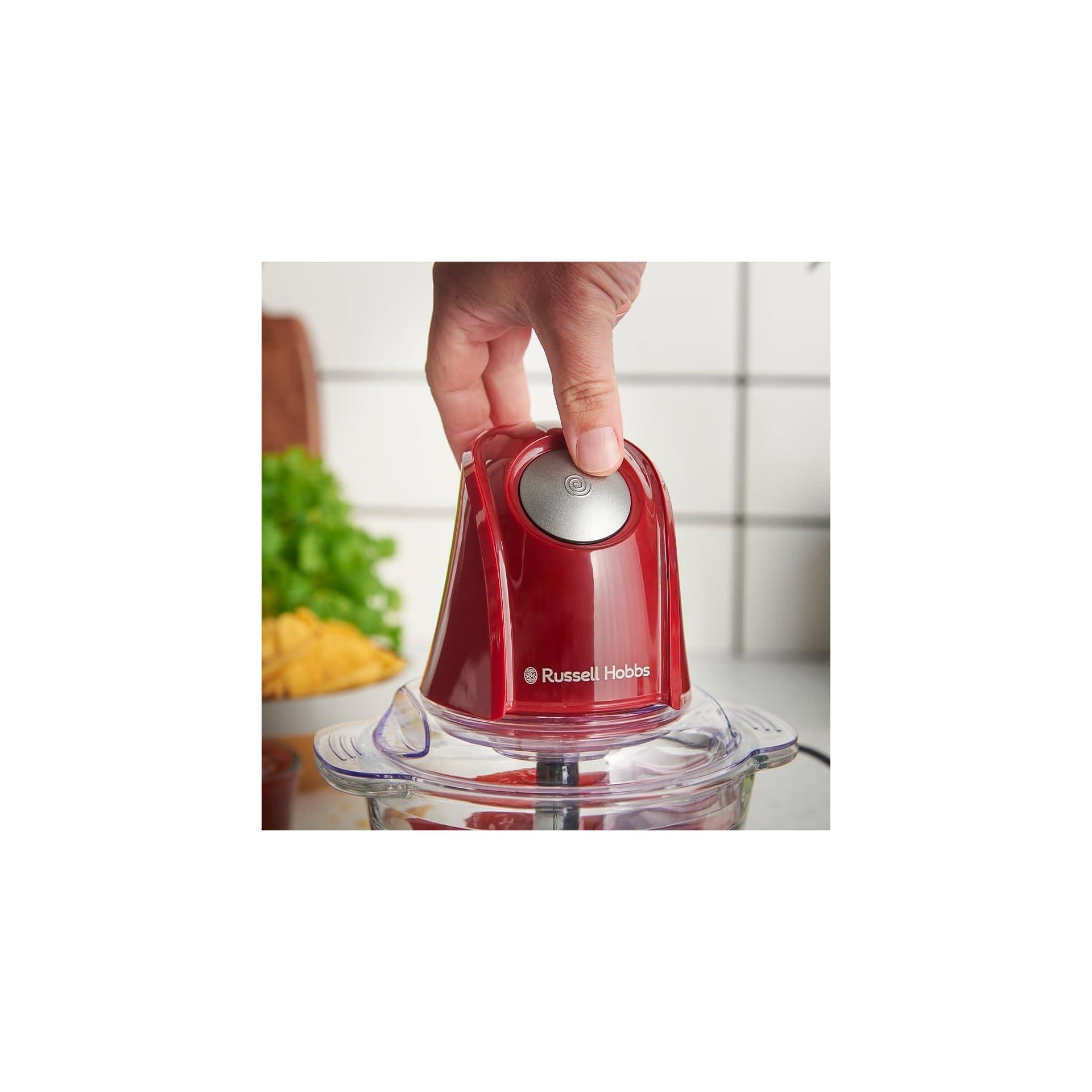 Мини чопър Russell Hobbs Desire Red с електрически мотор, 500 ml капацитет, неръждаеми остриета, 350 W 6