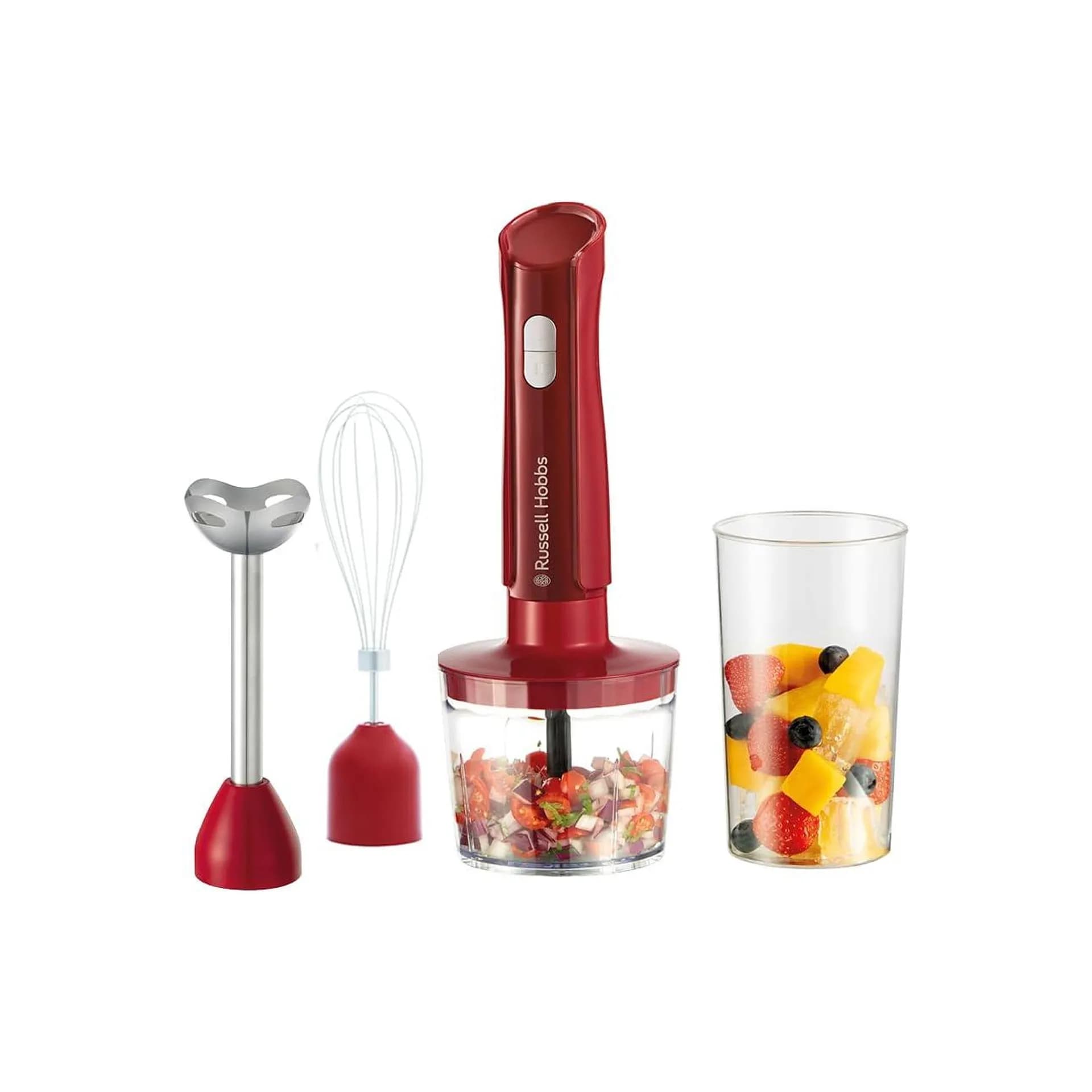 Ръчен пасатор – Russell Hobbs Desire Red 27142‑56 – 3‑в‑1 пасатор, 500W, 2 скорости + импулс, 600 ml, червен
