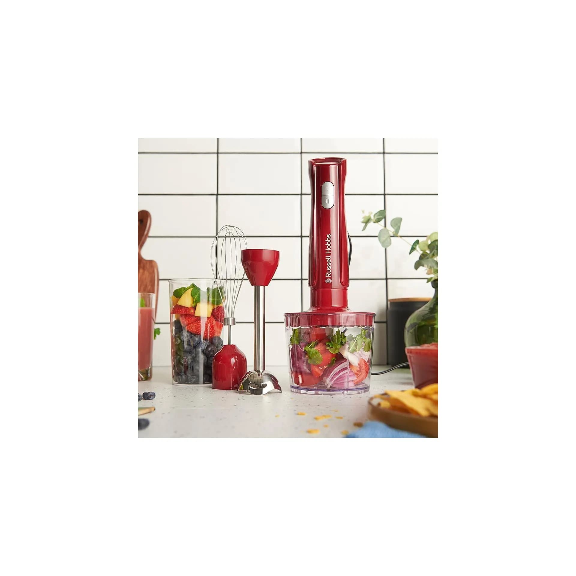 Ръчен пасатор – Russell Hobbs Desire Red 27142‑56 – 3‑в‑1 пасатор, 500W, 2 скорости + импулс, 600 ml, червен 3