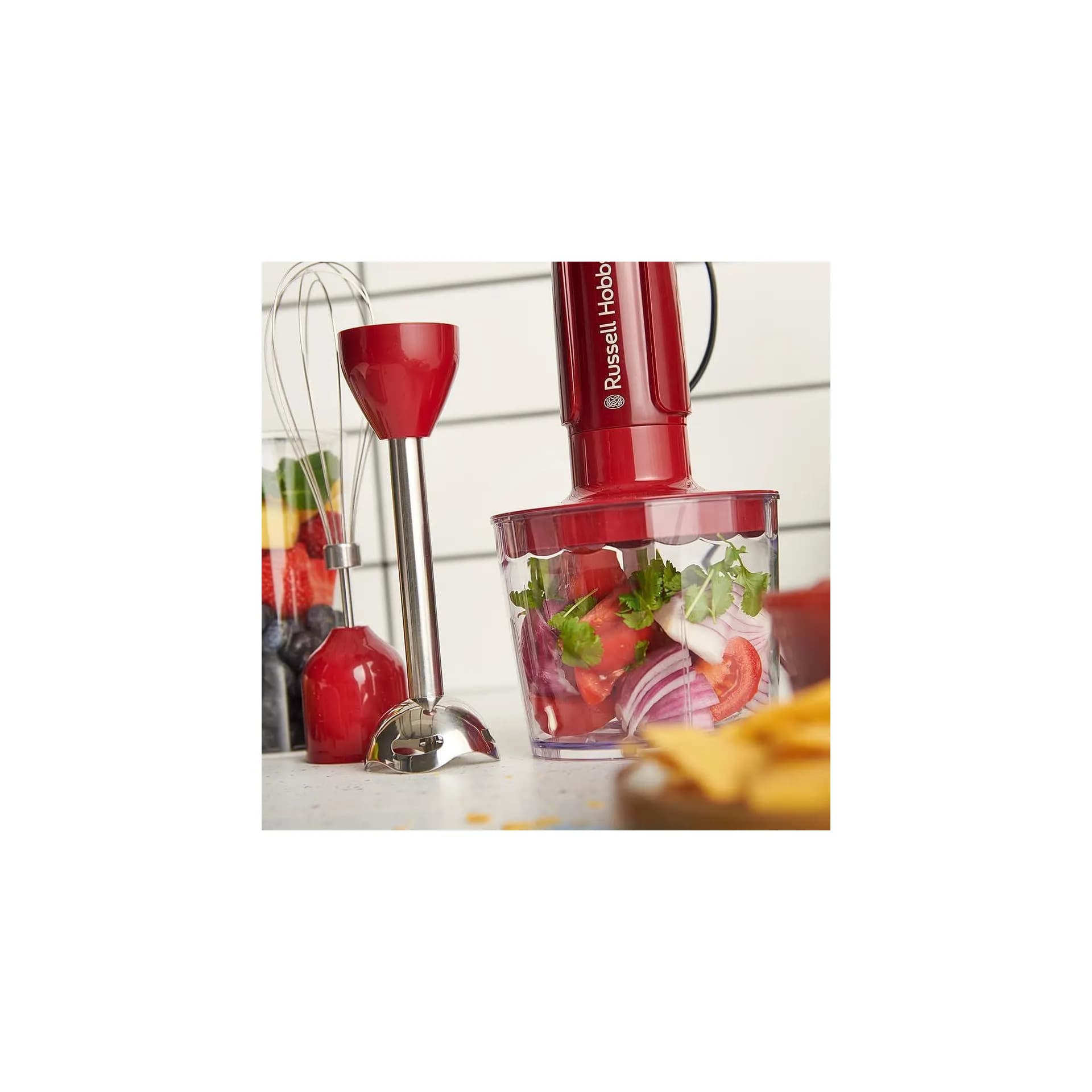 Ръчен пасатор – Russell Hobbs Desire Red 27142‑56 – 3‑в‑1 пасатор, 500W, 2 скорости + импулс, 600 ml, червен 4