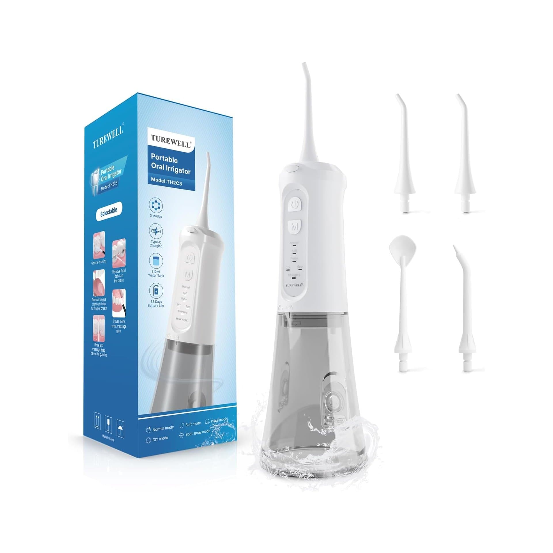 Зъбен душ - TUREWELL 310 ml 5 режима IPX7