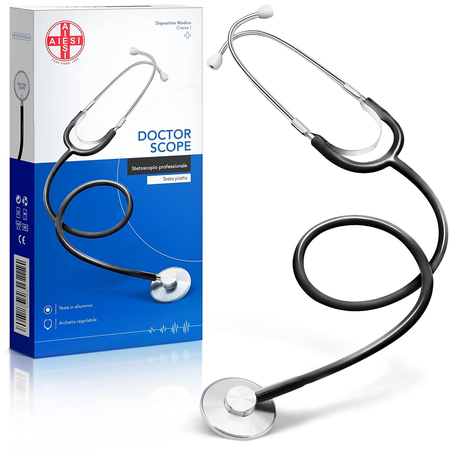 Стетоскоп - AIESI DOCTOR SCOPE плоска глава за възрастни черен