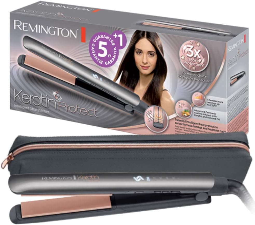 Преса за коса - Remington Keratin Protect S8598 керамично покритие с кератин, 150-230°C, сензор за влага