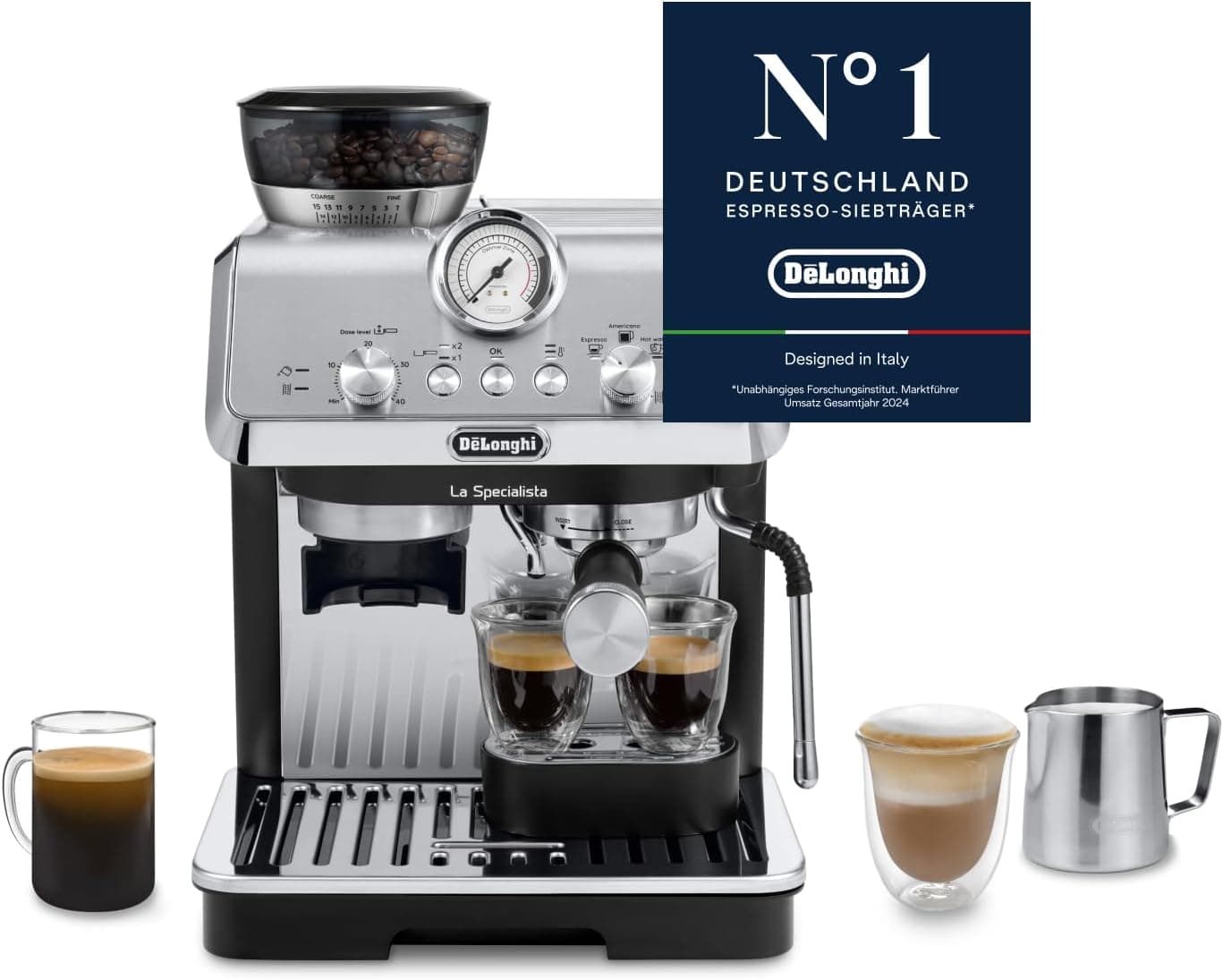 Кафе машина - De'Longhi La Specialista Arte EC9155.W ръчна еспресо машина 15 бара 8 нива на мелене My LatteArt