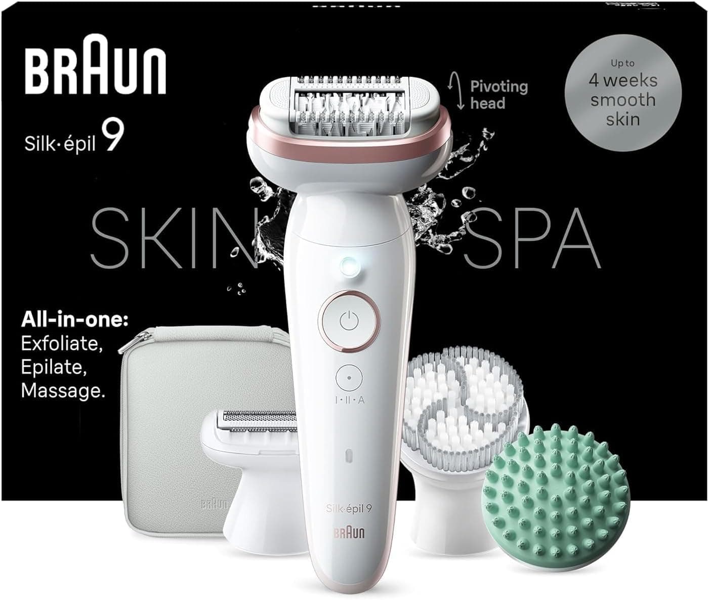 Епилатор - Braun Silk-epil 9 SkinSpa 9-080 Wet Dry бял и розов