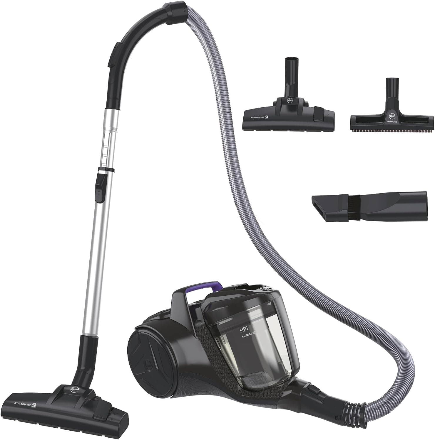 Прахосмукачка - Hoover HPZ107HM без торба 2 л EPA филтър 7,5 м работен радиус