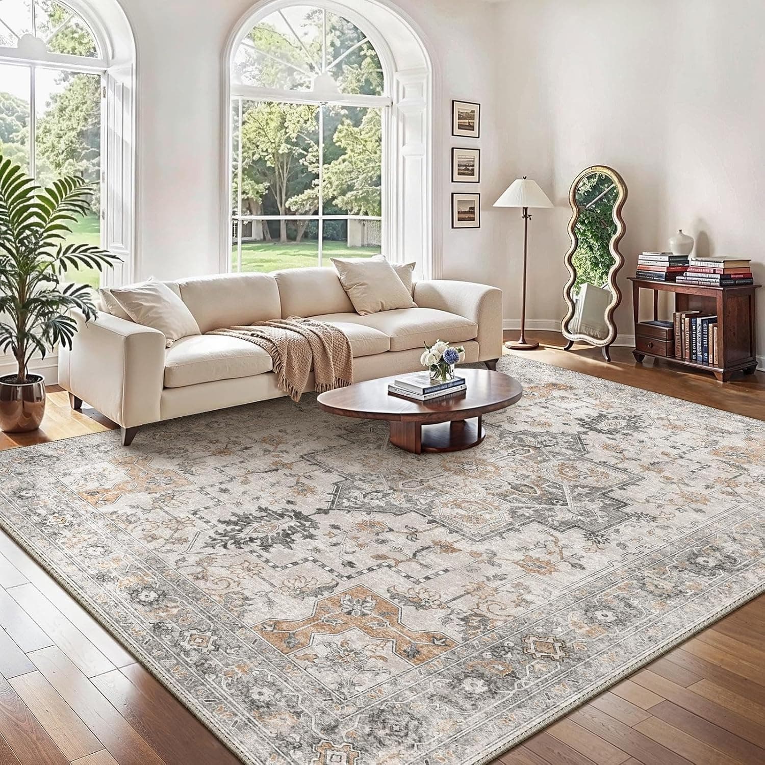 Килим - GENIMO Vintage Teppich 200x290 cm бежов нехлъзгащ се за хол, спалня и трапезария