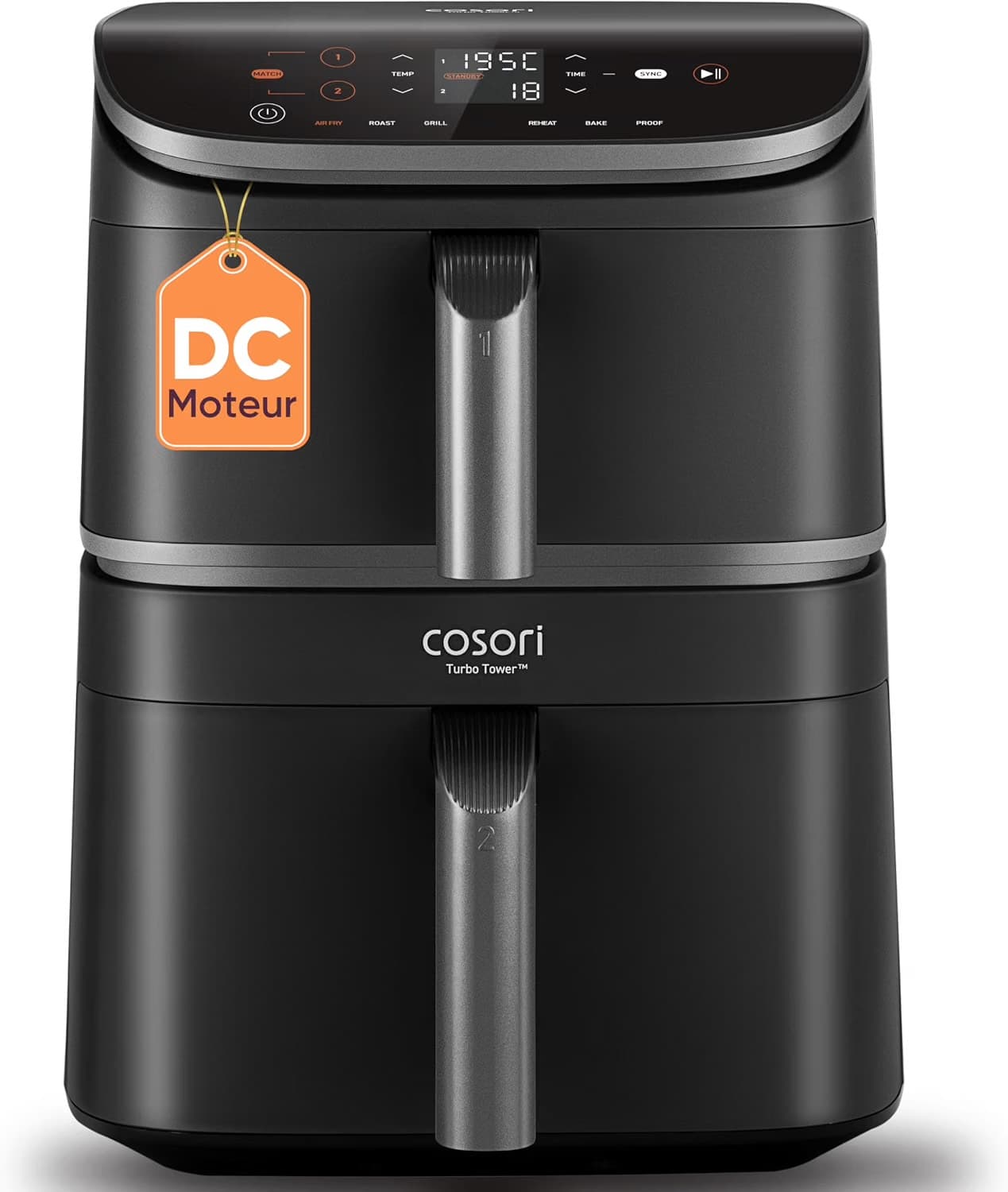 Фритюрник с горещ въздух - COSORI 10,8 L 2 камери сребристосив